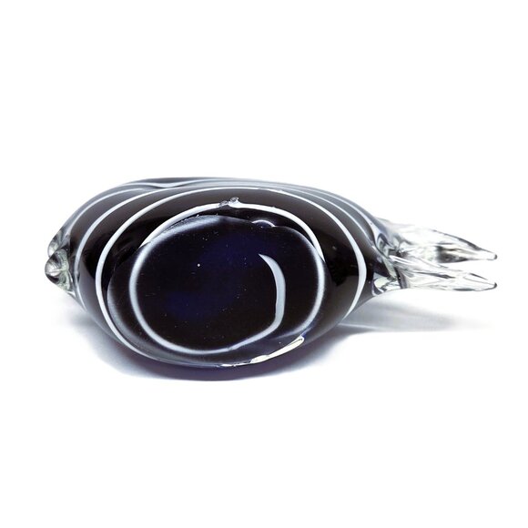 Art Glass Fish Pair Blue Figurine Statue Paperweight Lot Set Striped Beach Decor - Picture 6 of 14